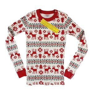 Hanna Andersson Dear Deer Reindeer Organic Pajama Top Unisex‎ 150 (U.S. 12) NEW